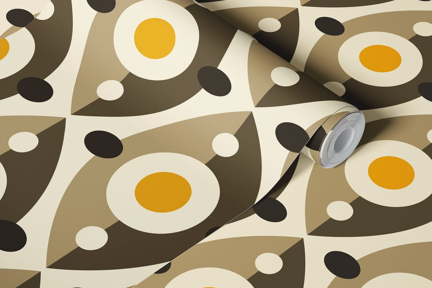 Abstract retro pattern, brown / 3128C wallpaper roll