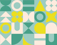 Tropics Mid Century Retro Geometric Shapes behang