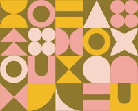 Spring Mid Century Retro Geometric Shapes tapete