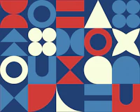 Nautical Mid Century Retro Geometric Shapes behang