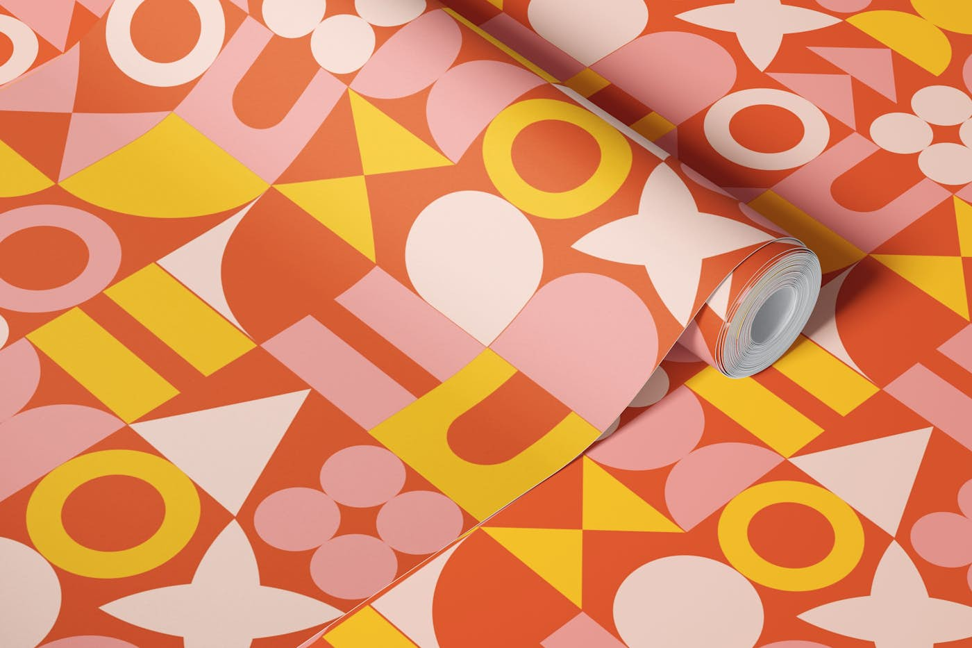 Gold Hour Mid Century Retro Geometric Shapes wallpaper roll