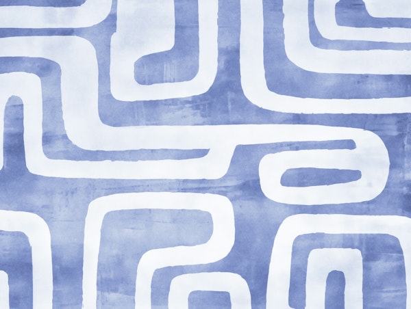 Tribal Shapes Abstract Art Denim Blue