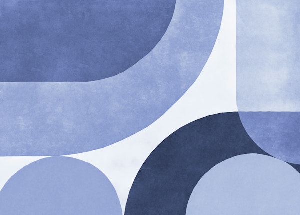 Denim Blue Mid Century Roundish Shapes