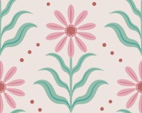 Vintage Geo Floral Pink and Green tapete