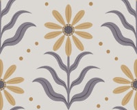 Vintage Geo Floral Ochre and Brown Boho tapete
