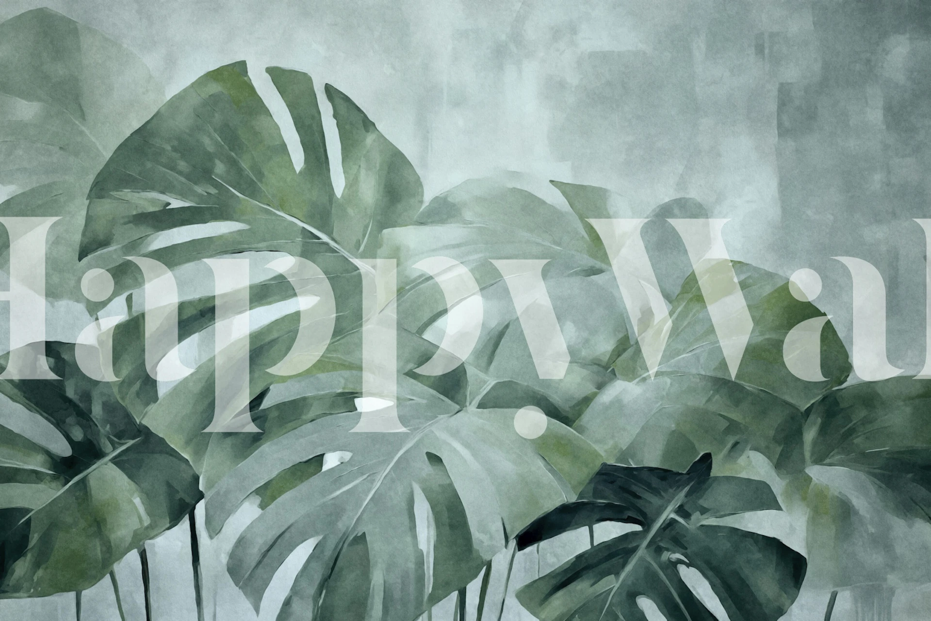 Monstera leaves in varying shades of green wallpaper