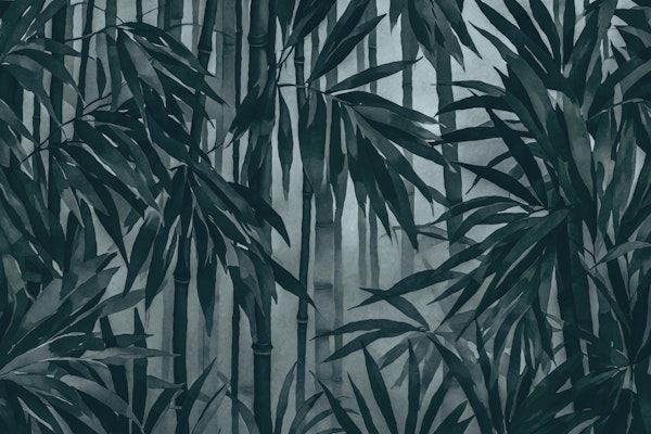 Tropical Bamboo Forest Teal Green