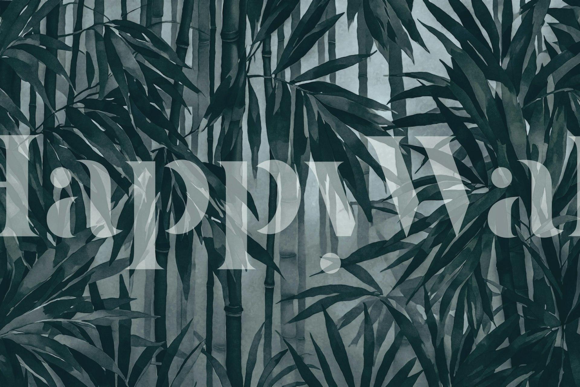 Tropical Bamboo Forest Teal Green σε ένα δωμάτιο