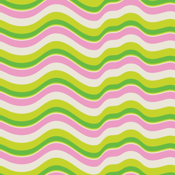 RIPPLE Wavy Retro Abstract Stripes Pink Green