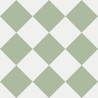 Diagonal Checkerboard - Sage Green / White tapet