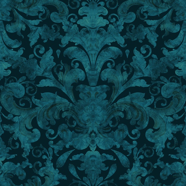 Victorian Damask Vintage Ornaments Teal