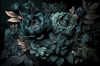 Renaissance Vibes Moody Flowers Turquoise wallpaper
