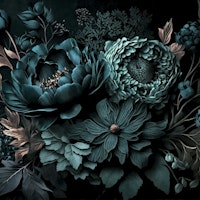Renaissance Vibes Moody Flowers Turquoise wallpaper