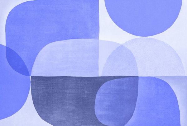 Mid Century Roundish Shapes Blue