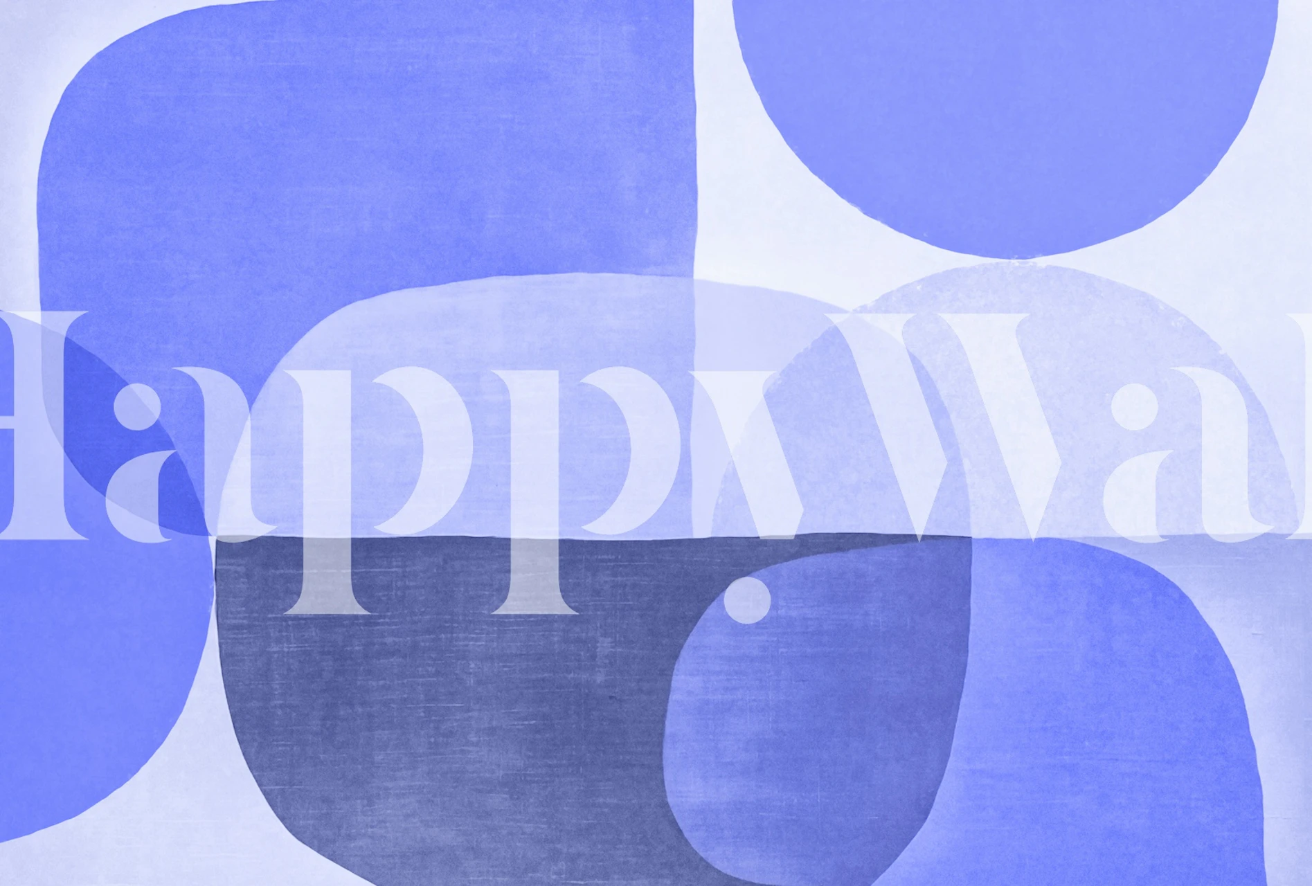 Mid Century Roundish Shapes Blue tapet i et rum