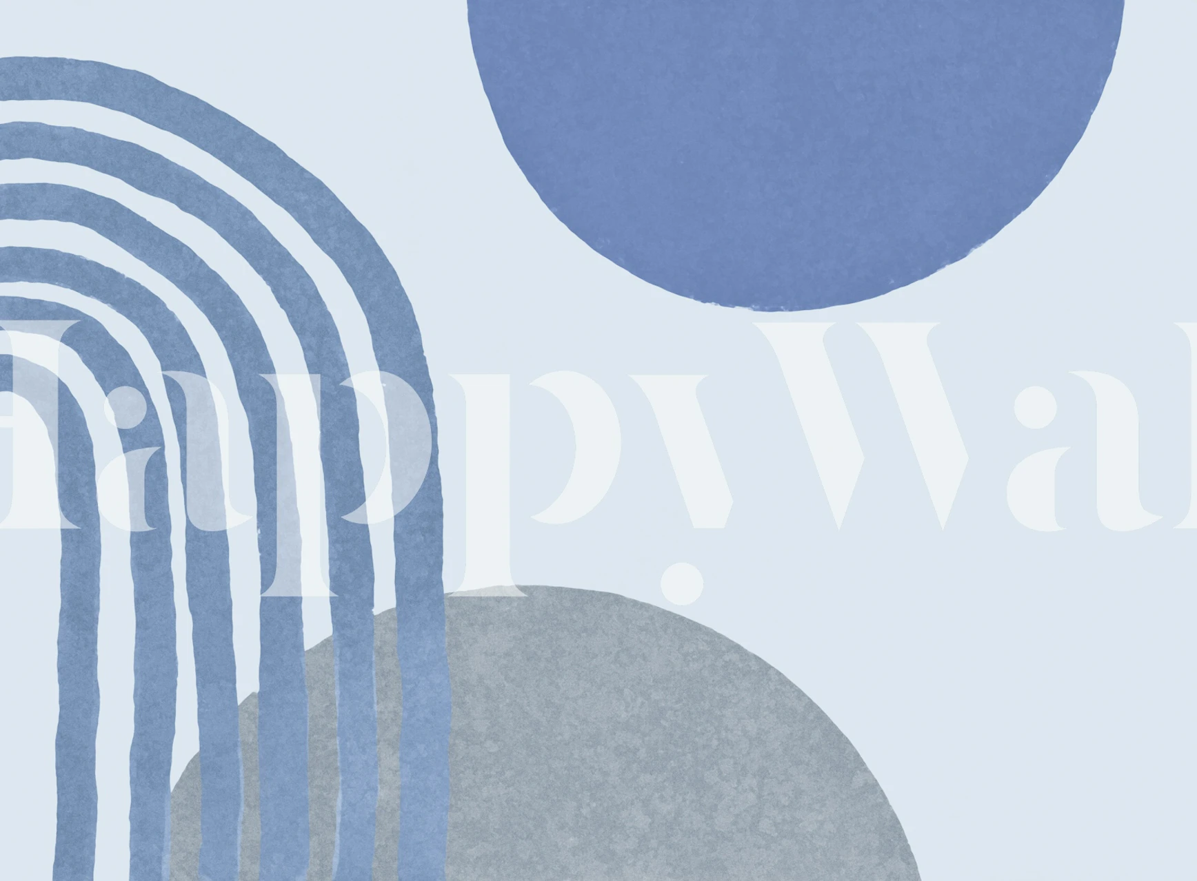 Mid Century Arch And Shapes Blue Tapete in einem Raum