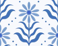 Blue Geo Floral Boho Retro Scandi wallpaper