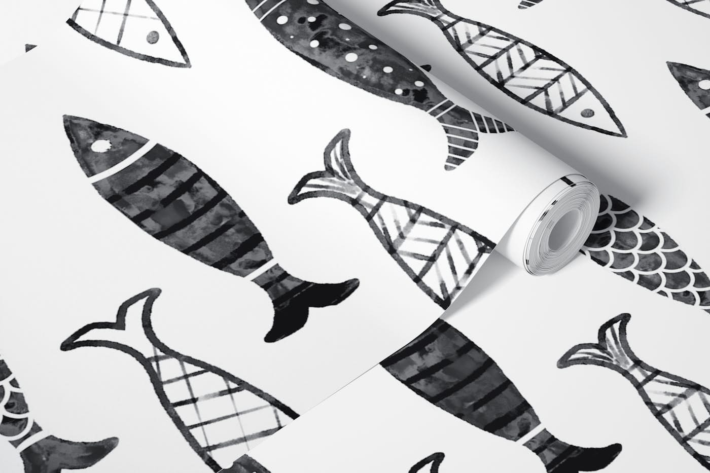 BW Fishy Theme wallpaper roll