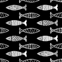 BW Fishy Theme on Dark ταπετσαρία
