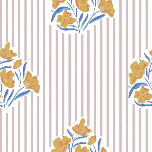 floral bush and stripes