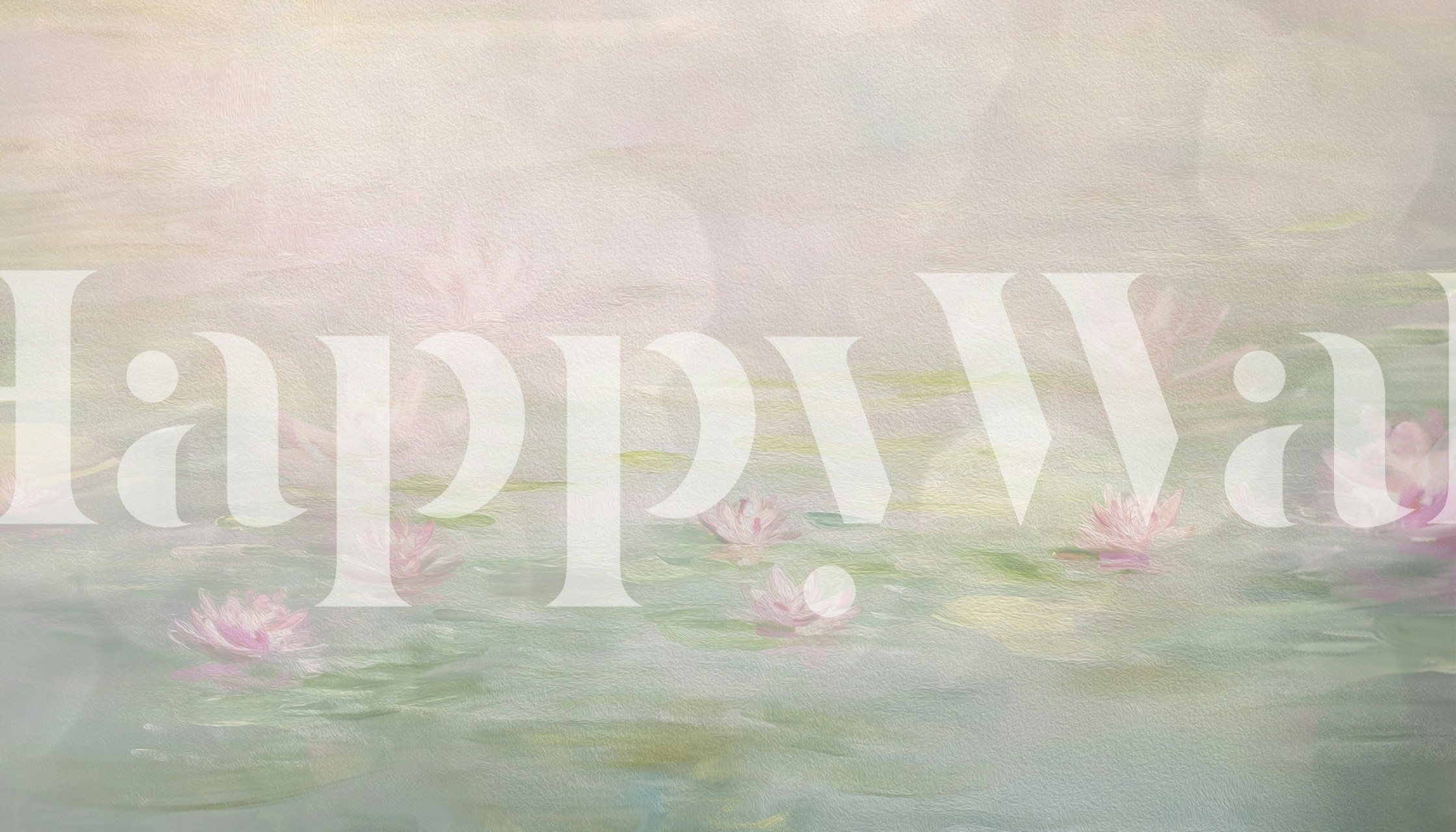 Pastel lotus flowers floating in a gentle green pond wallpaper