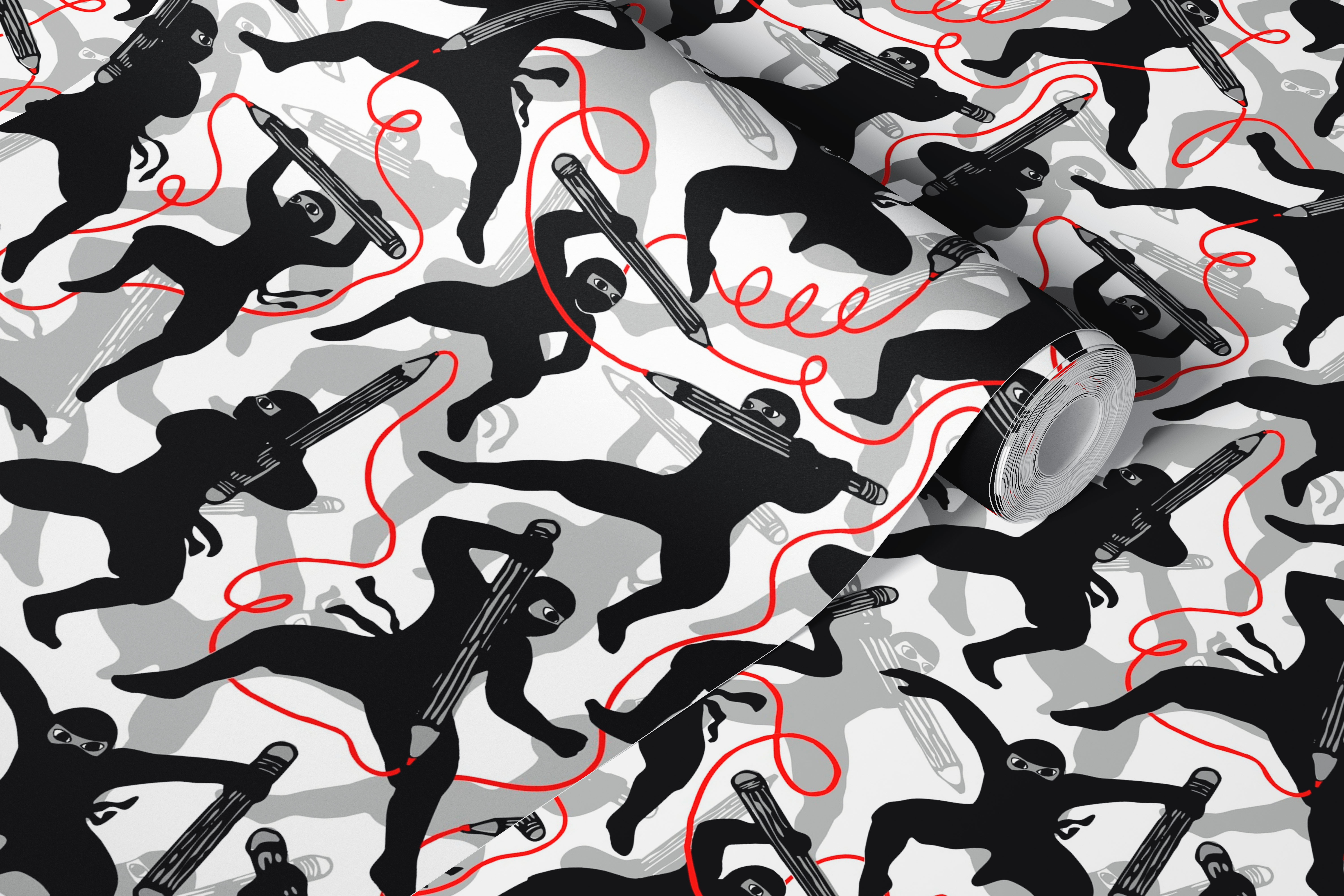 Ninja school wallpaper displayed in a room