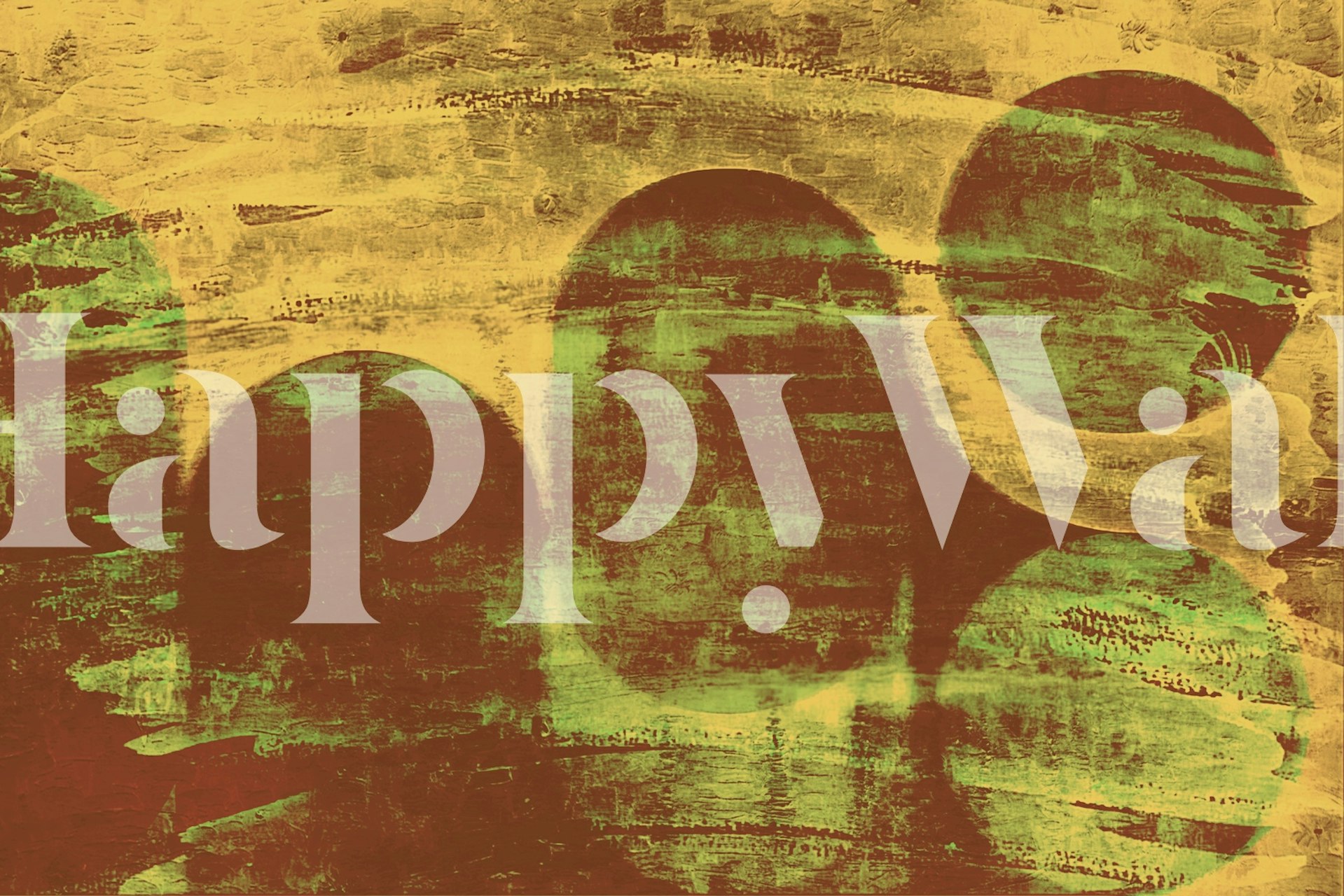 Αφηρημένη τοιχογραφία εμπνευσμένη από το Bauhaus με γεωμετρικά σχήματα σε πράσινους, χρυσούς και γήινους τόνους