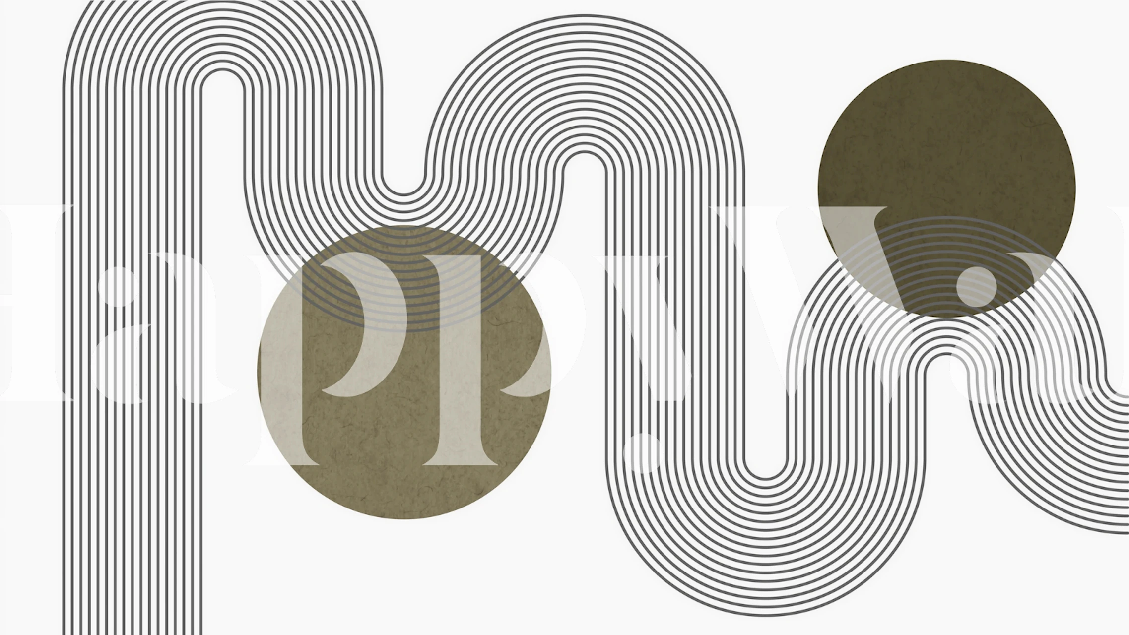 Curvy geometric lines with solid green circles and black lines wallpaper