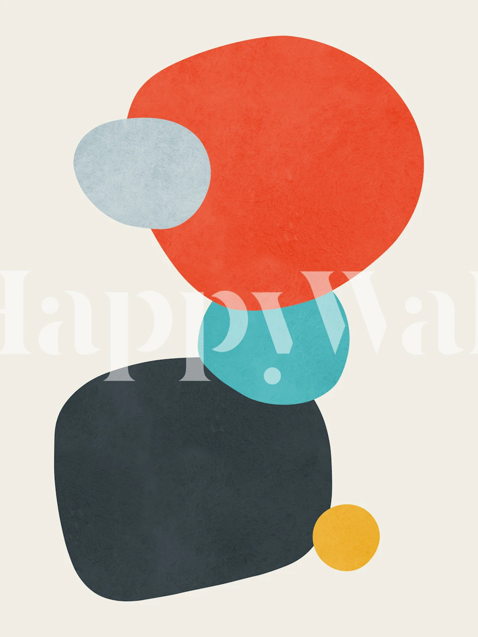 Colorful abstract shapes in red, blue, black, and yellow wallpaper