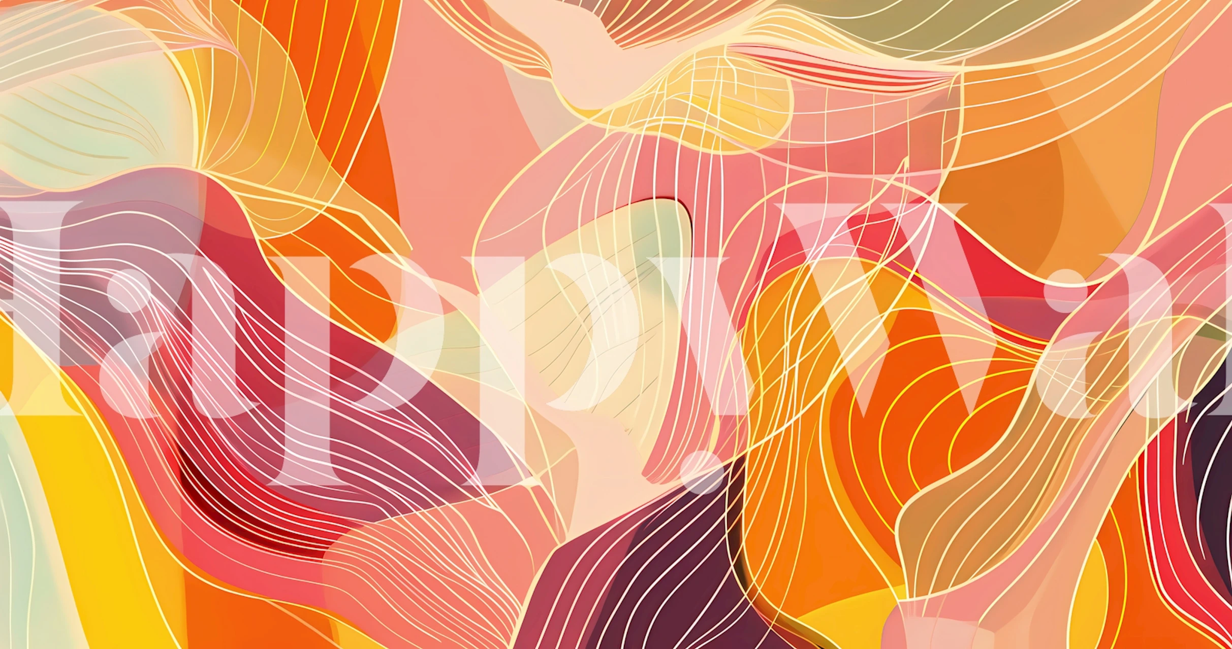 Colorful abstract wave patterns in pink, orange, and purple wallpaper
