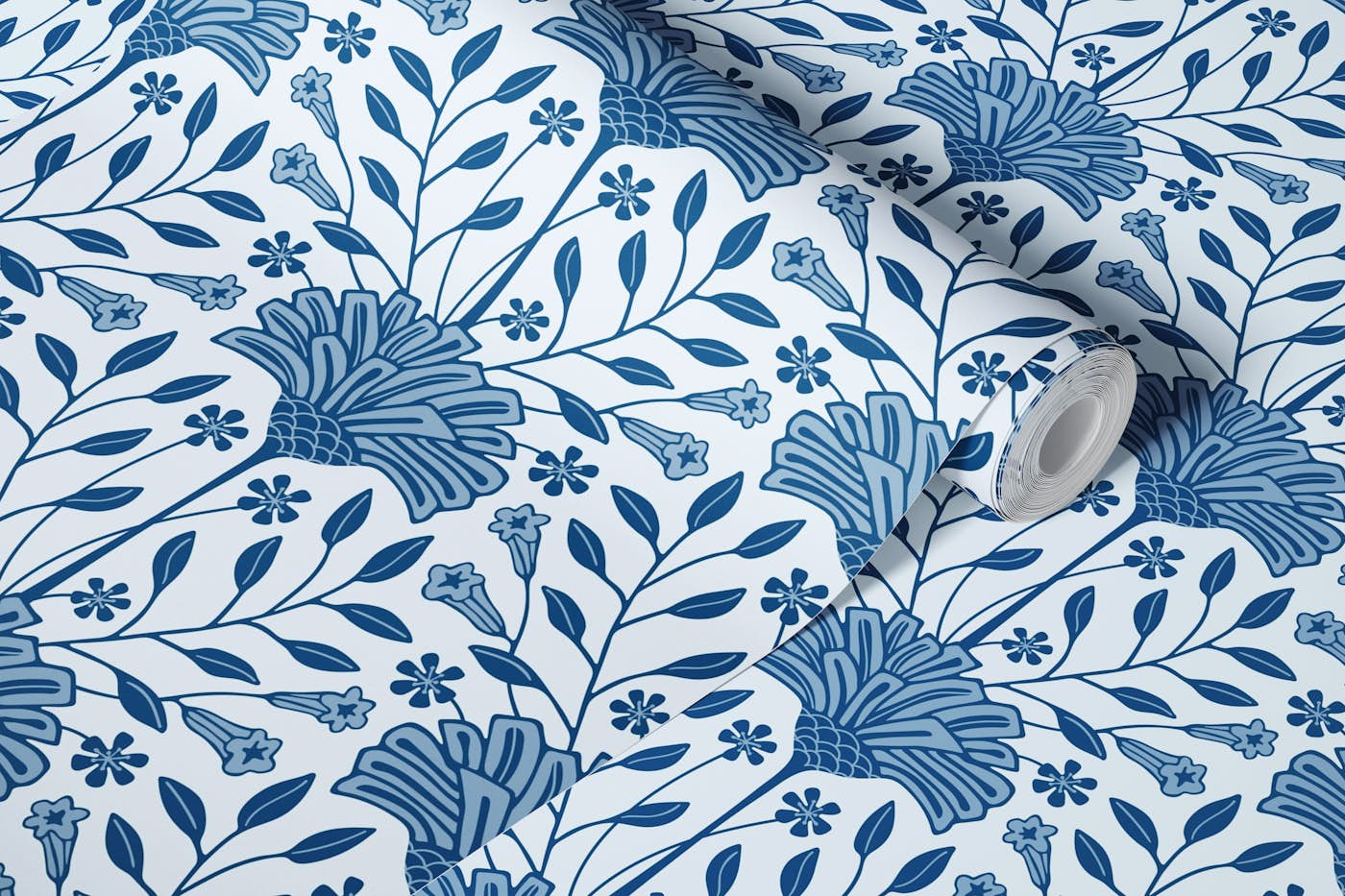 SHALAMAR Floral Chintz Cottage Botanical Blue wallpaper roll