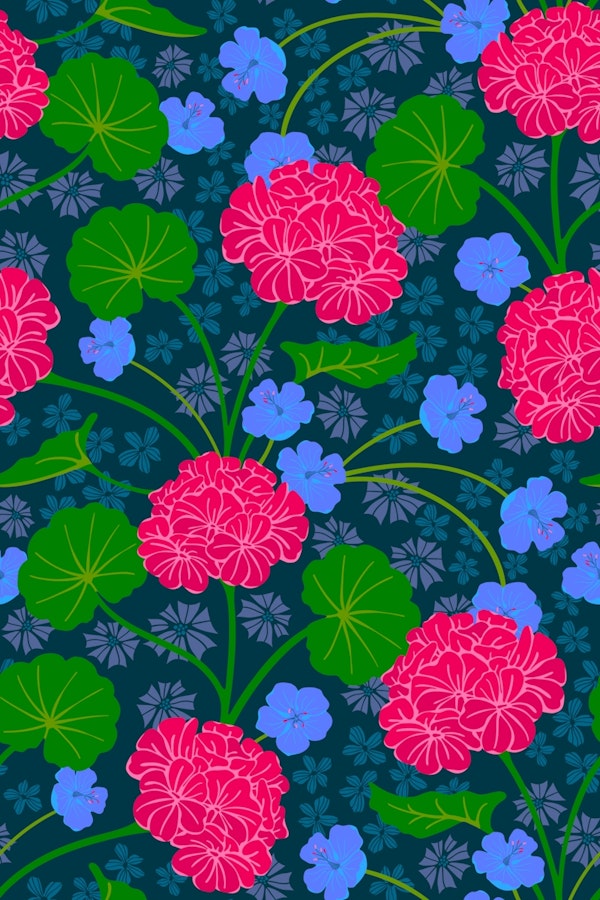 GERANIUMS Dramatic Maximalist Floral Hot Pink