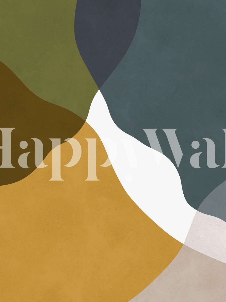 Expressive curved shapes wallpaper in a room