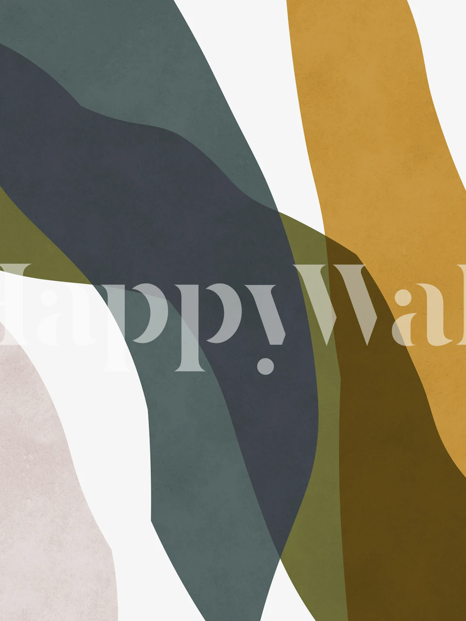 Expressive curved shapes wallpaper in a room