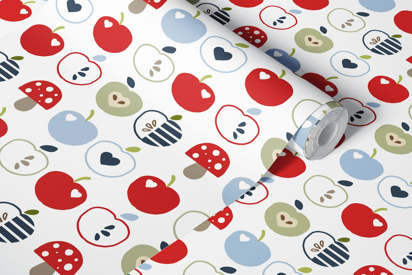 Apples and Mushrooms wallpaper roll