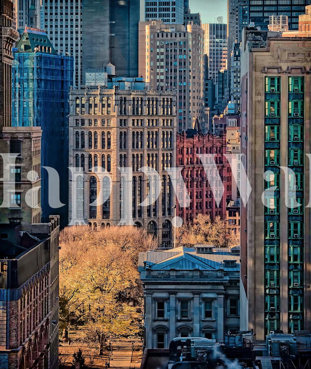 Manhattan Colors wallpaper displayed in a room