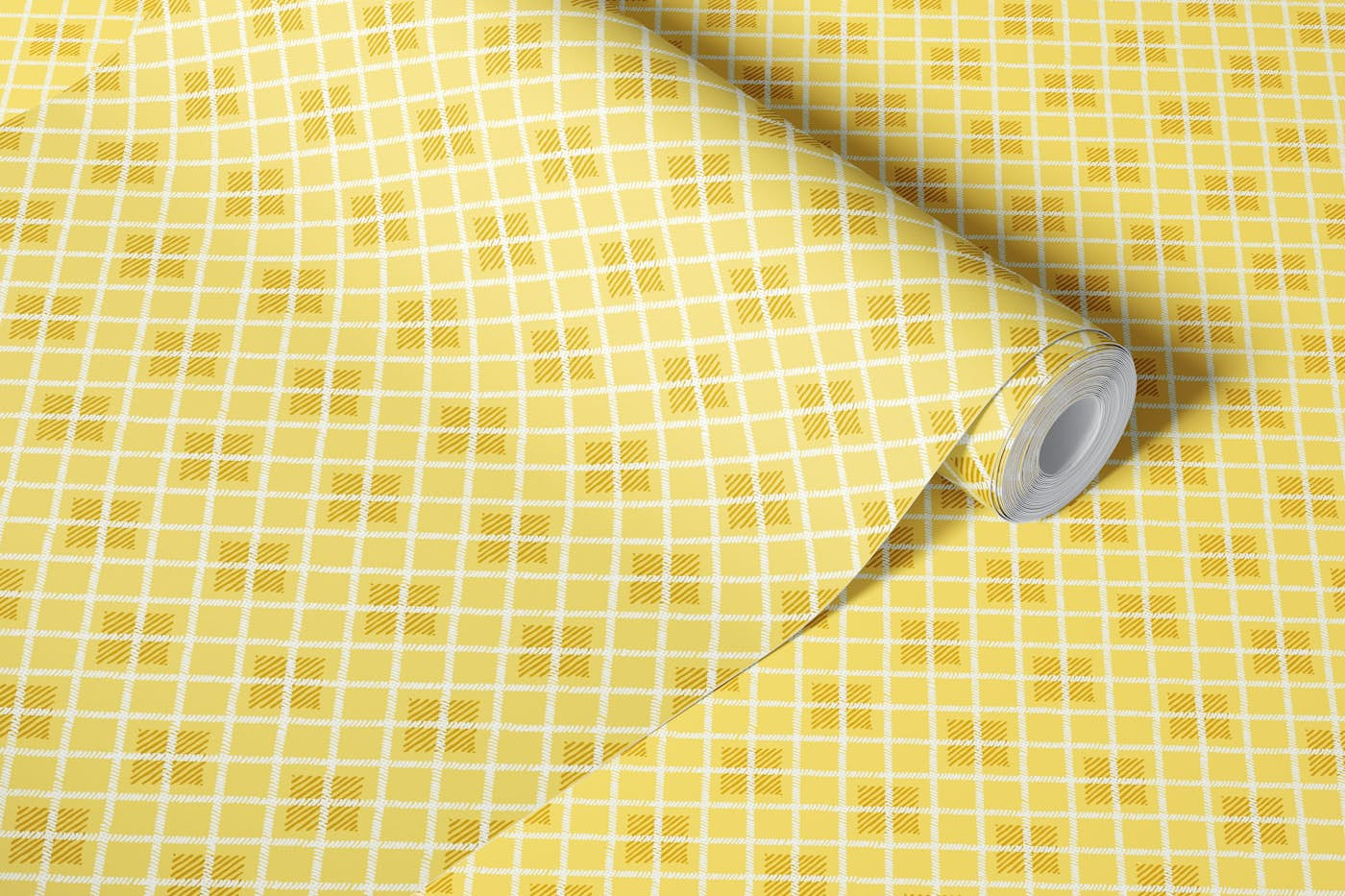 yellow plaid wallpaper roll