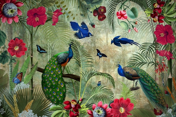 Tropical Opulent Vintage Peacock Jungle