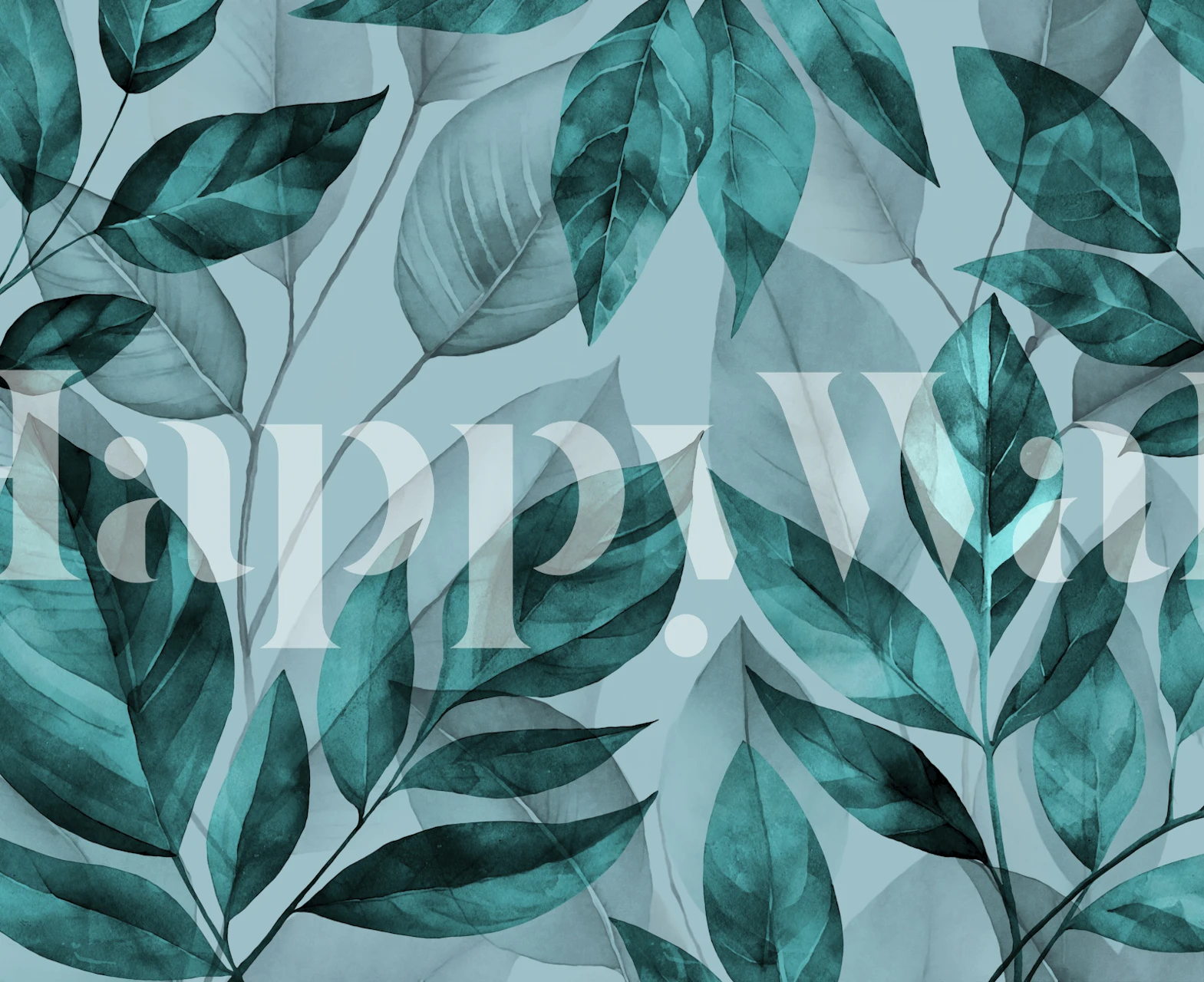 Turquoise foliage wallpaper design