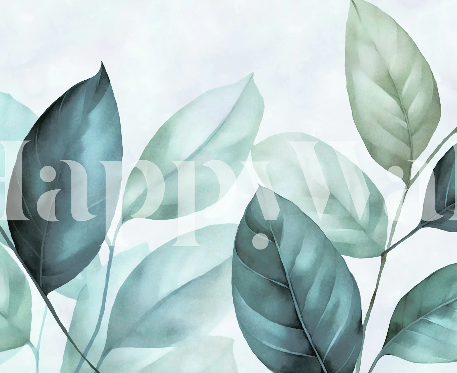 Teal blue foliage leaves on a soft background wallpaper