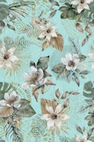 Graceful Boho Flowers Fantasy Garden Teal tapet