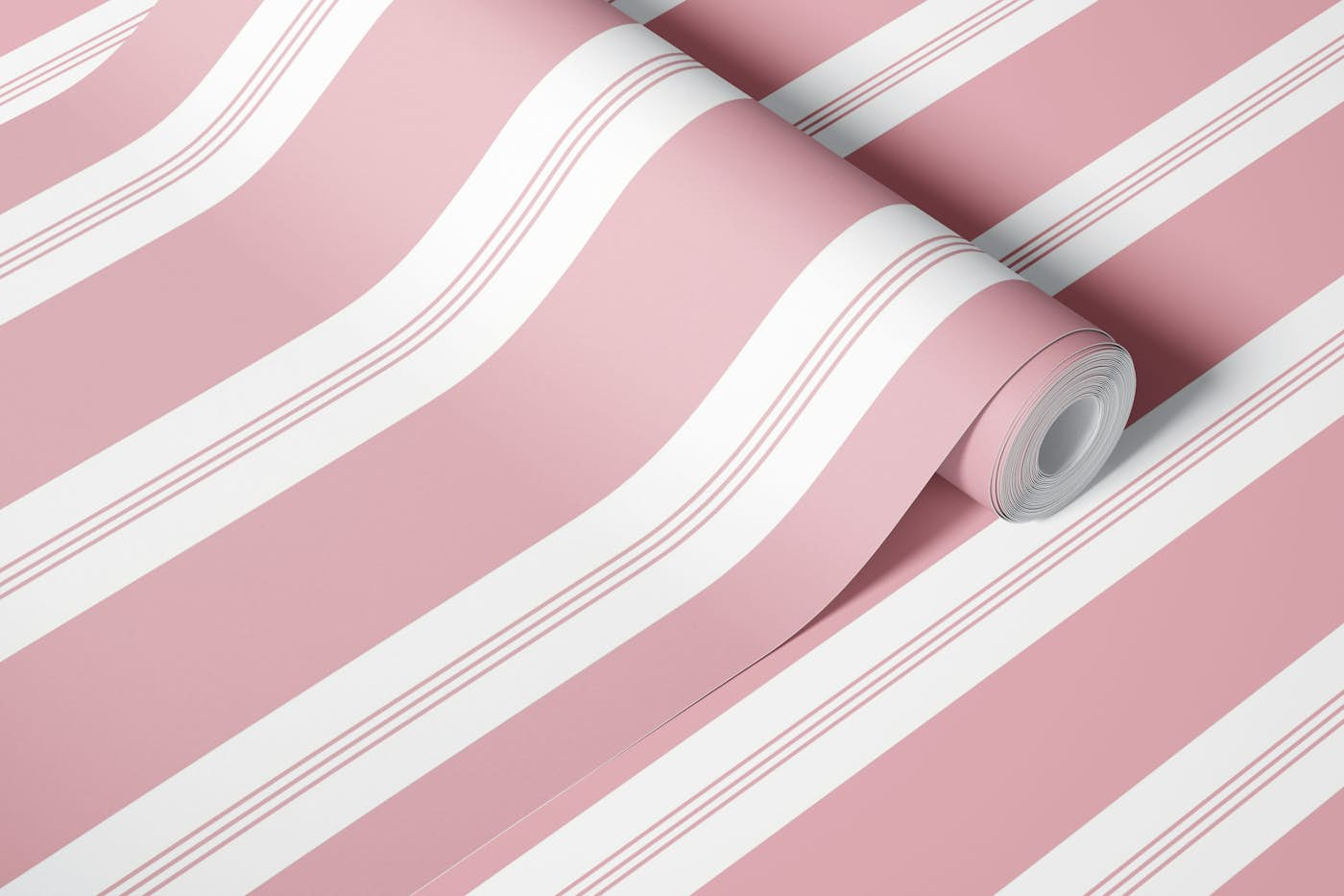 Blush White Stripes Glam 2 wallpaper roll