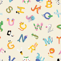 ABC's Animal Letters - Light Beige wallpaper