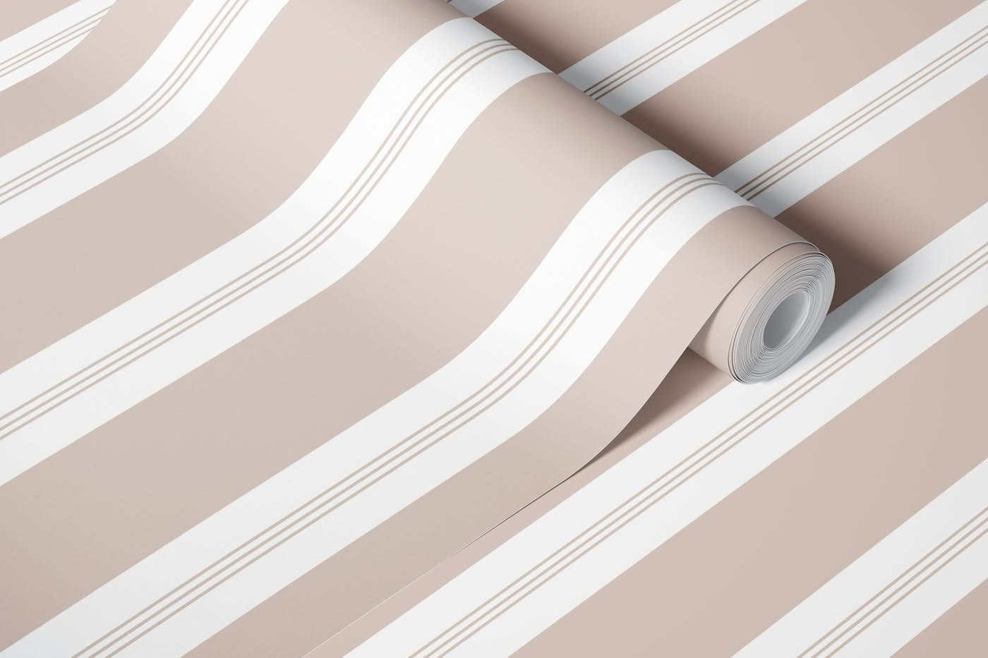 Beige White Stripes Glam 1 wallpaper roll