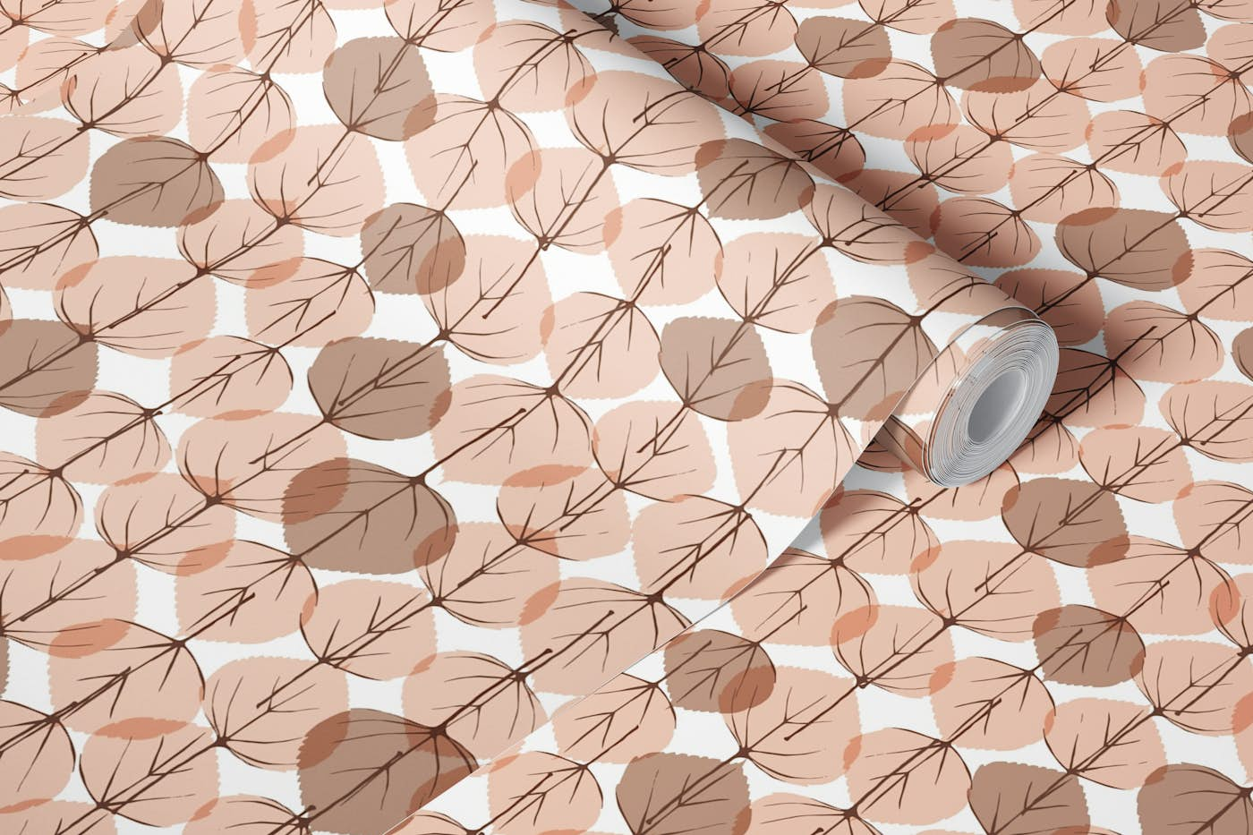 Cottonwood Leaves Botanical in peach bisque wallpaper roll