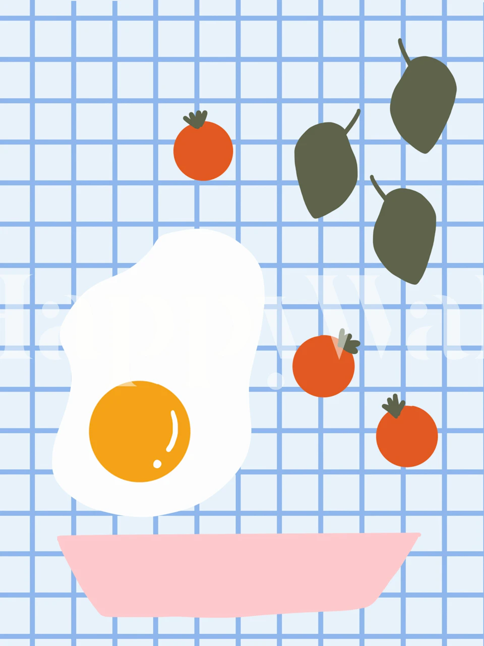 Fried egg breakfast wallpaper design