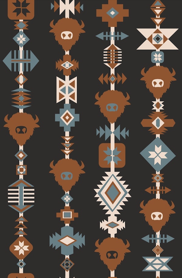 Buffalo and Aztec Lines - Black Brown