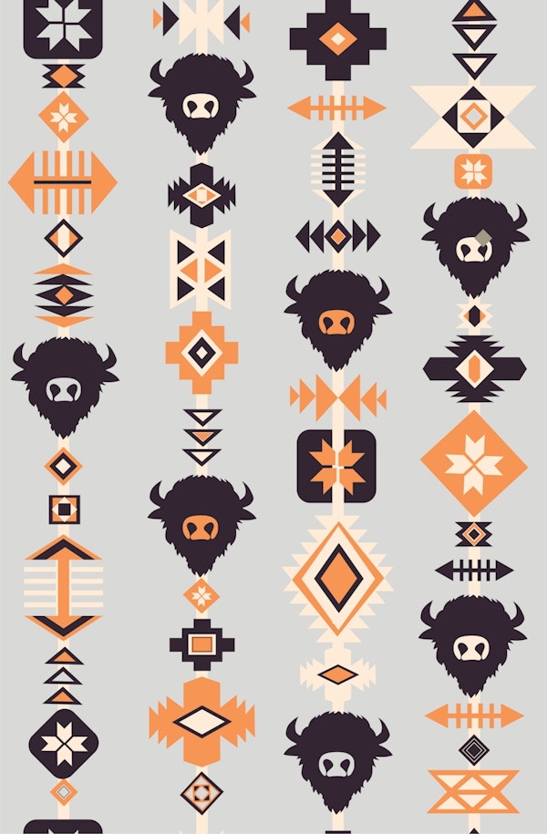 Buffalo and Aztec Lines - Grey Orange