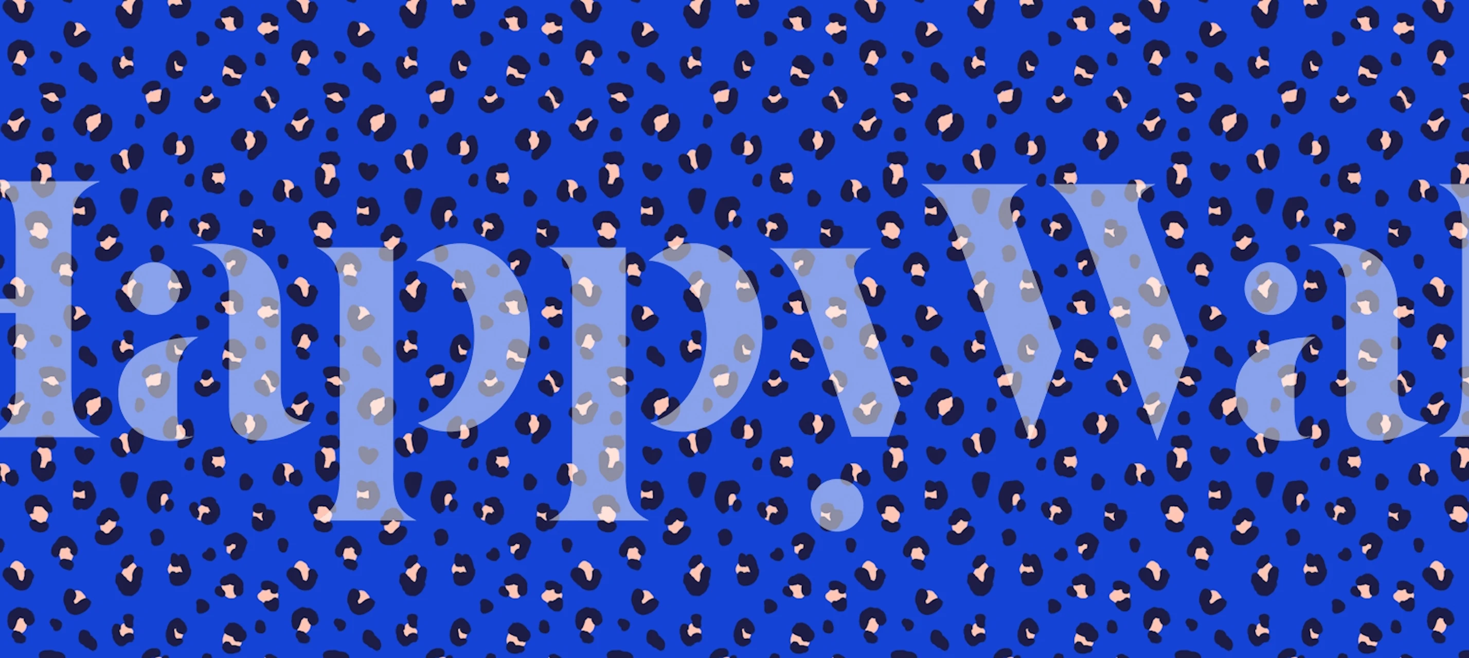 Bright blue leopard print pattern wallpaper with pink spots