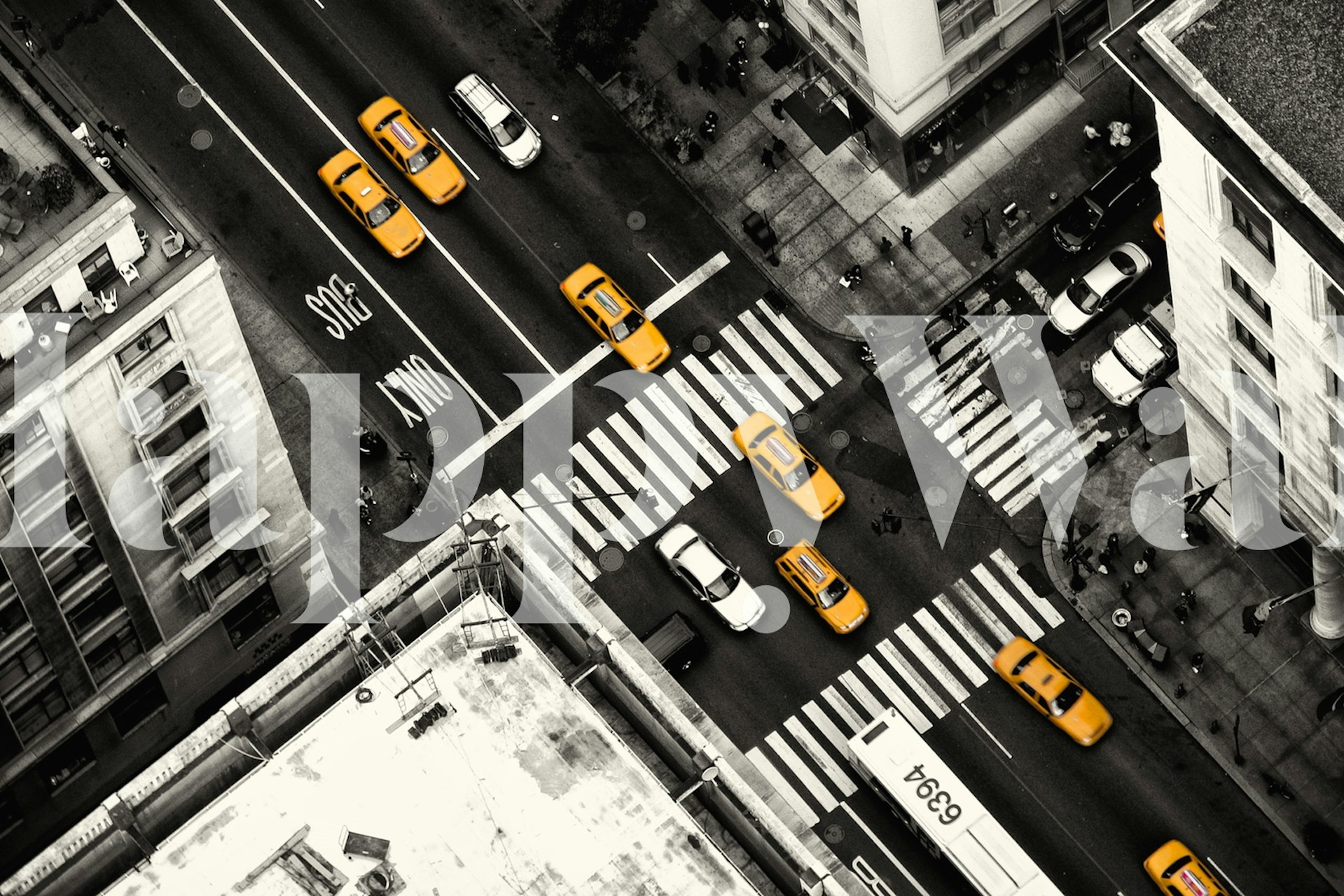 Yellow Flow tapet vist i et rom